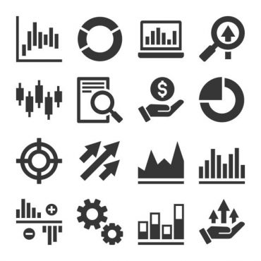 Stock Market Trading Icons Set. Vector illustration